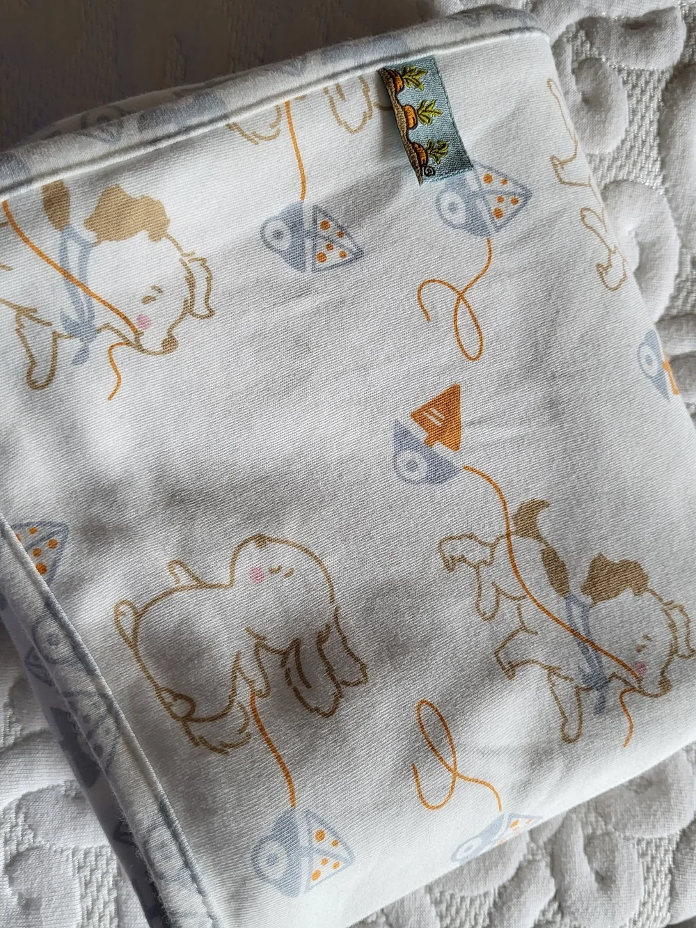 Bunnies by the Bay White Baby Receiving Blanket with Bud/Skipit